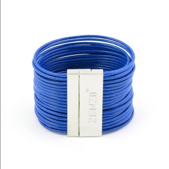 Faux Leather Cord Necklace in Blue - Picture 6 of 6